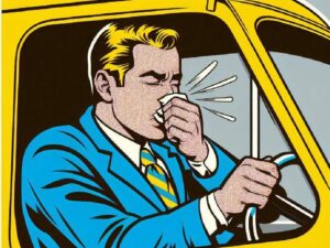 Van - sneezing Driver