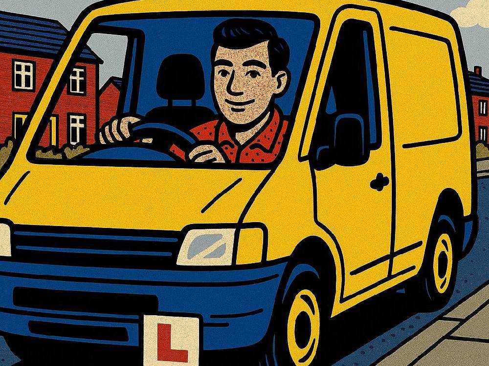 New Learner van driver practicing in UK road